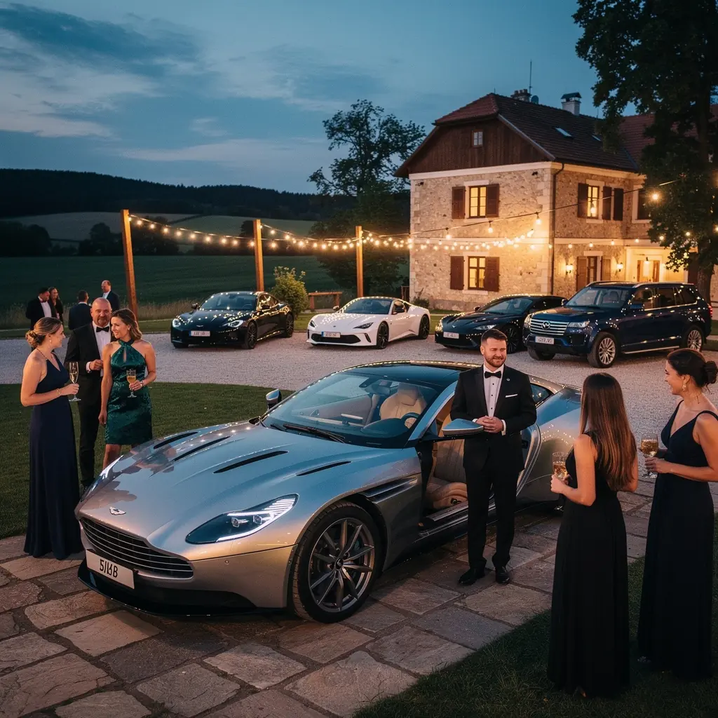 Elegantní kabriolet s otevřenou střechou na pozadí historického města.