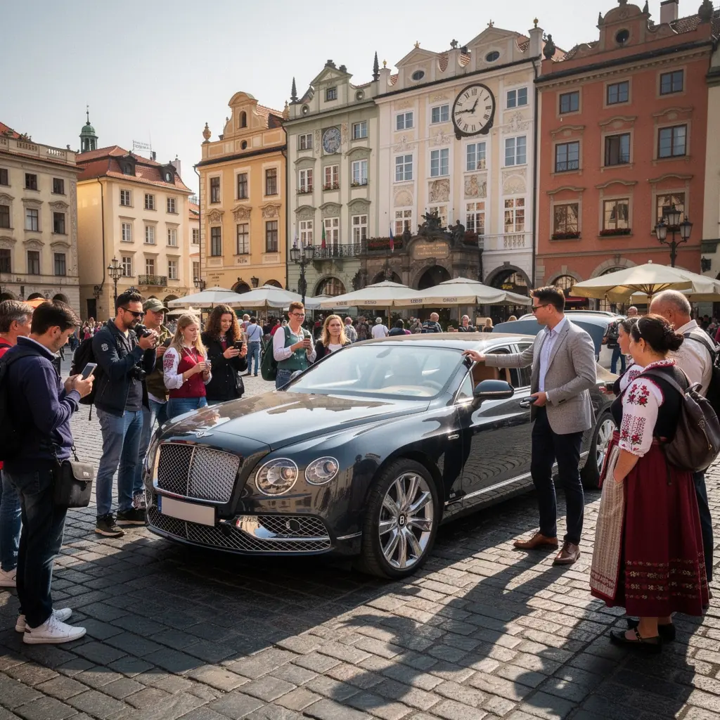 Dva řidiči sdílející radost z jízdy v luxusním sportovním autě.