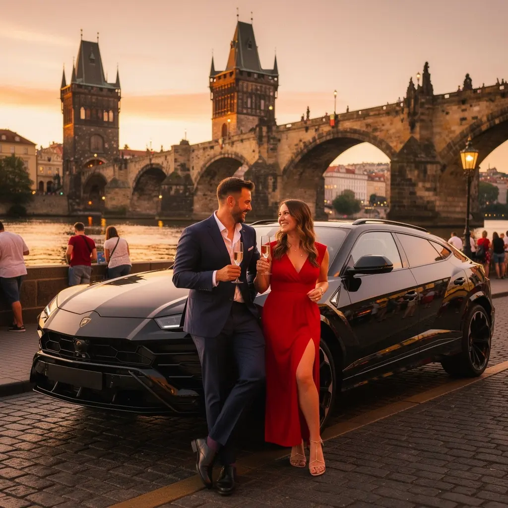 Rodina užívající si jízdu v prostorném SUV na venkově.